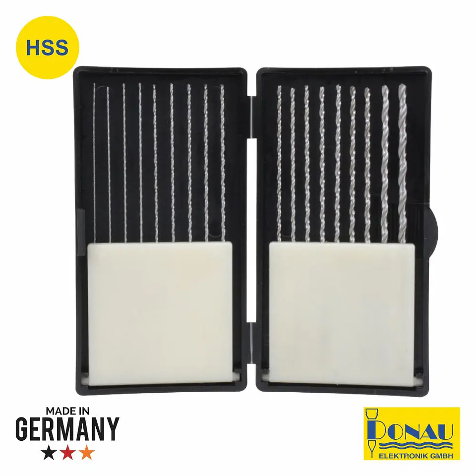 CONJUNTO DE 18 BROCAS HSS Ø0.5MM A Ø3.0MM 100MM DONAU 1