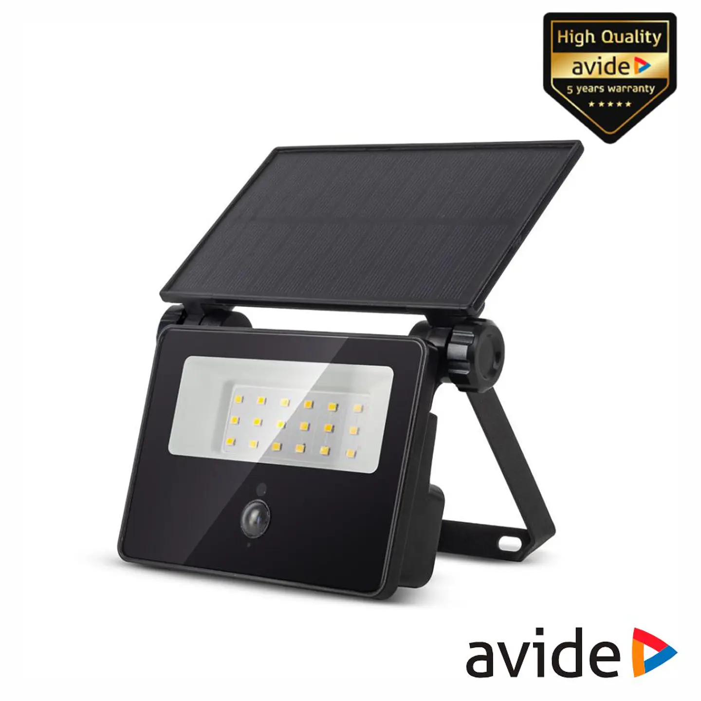 Aplique LED C/ Painel Solar 8W IP65 4000K 700lm PIR AVIDE 1