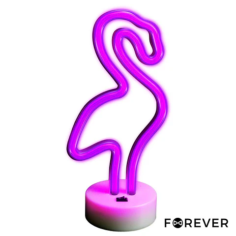 Luz LED Neon Em Forma de Flamingo C/ Base