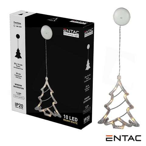 Árvore Decorativo c/ ventosa 10 LED 3000K a pilhas ENTAC
