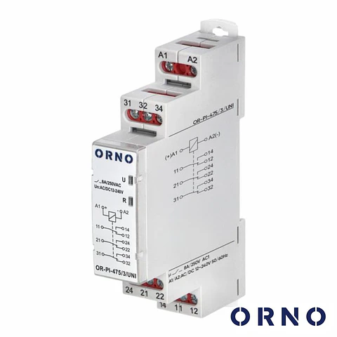 Contactor Energia Monofásico 230V 8A 3 Módulos DIN ORNO