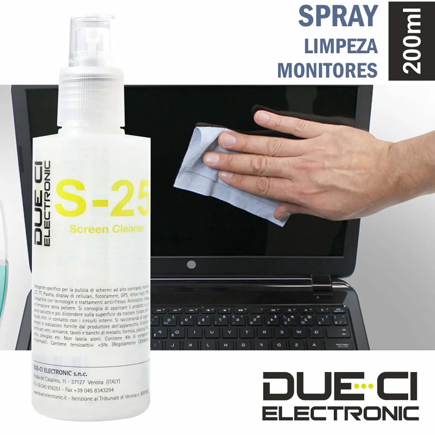 SPRAY DE 200ML LIMPEZA MONITORES DUE-CI 1