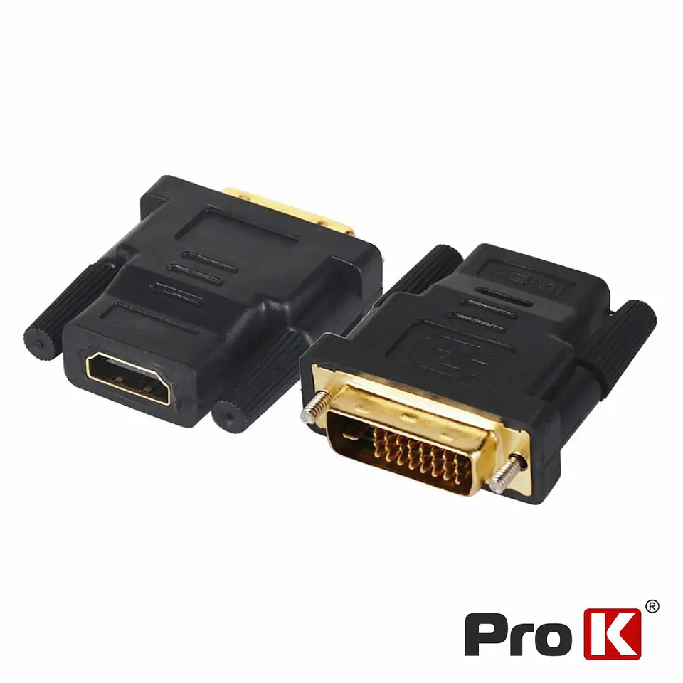 Ficha Adaptadora DVI-D Dual Link Macho / HDMI Fêmea PROK 1