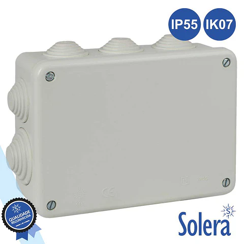 CAIXA DE PASSAGEM ESTANQUE C/ 8 CONES 153x110x55MM SOLERA