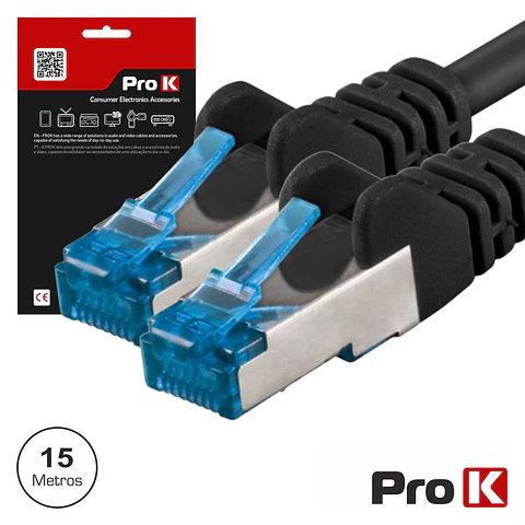 Cabo S/FTP CAT6E 15m Preto PROK