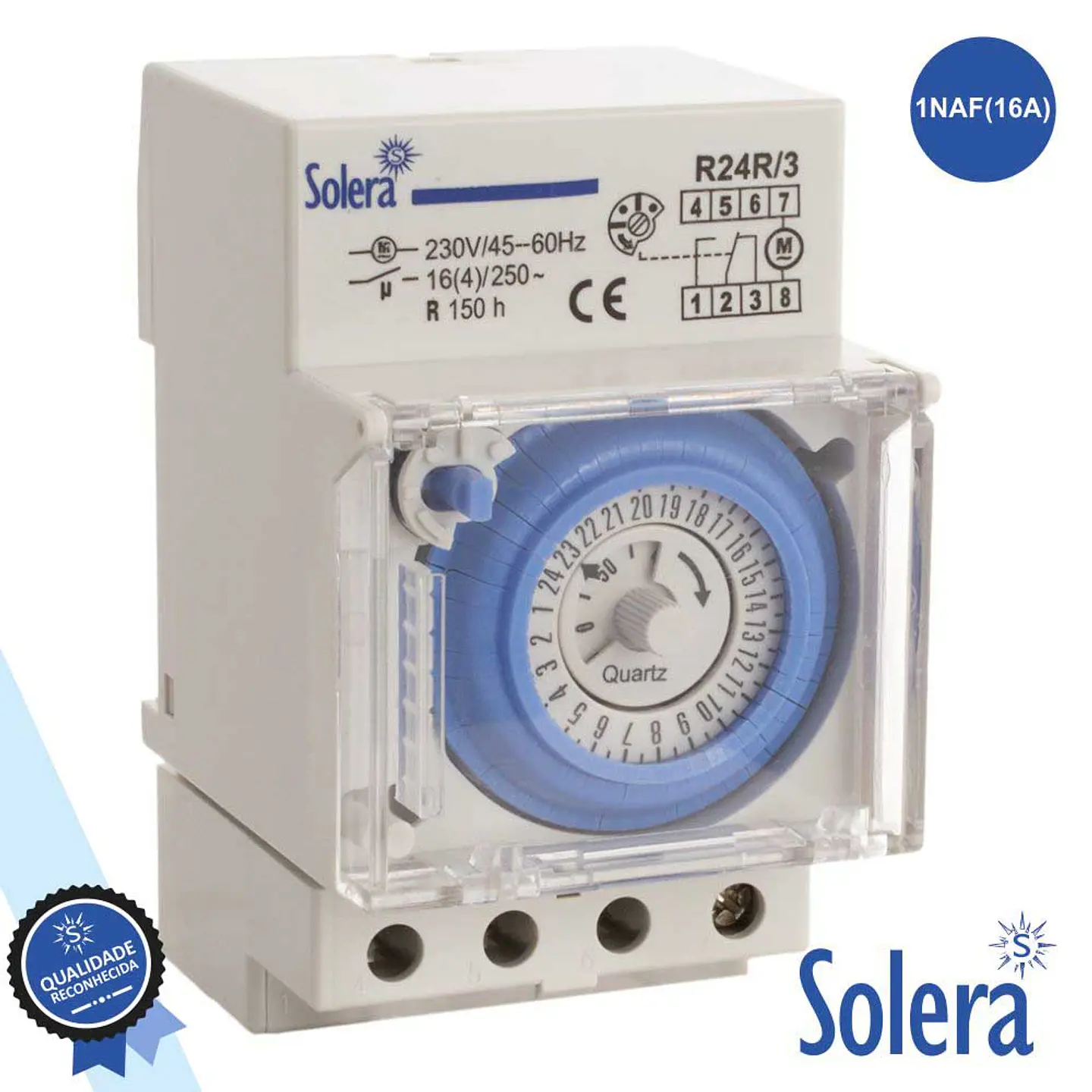 TEMPORIZADOR DIÁRIO ANALÓGICO 16A 230V P/ CALHA DIN SOLERA 1