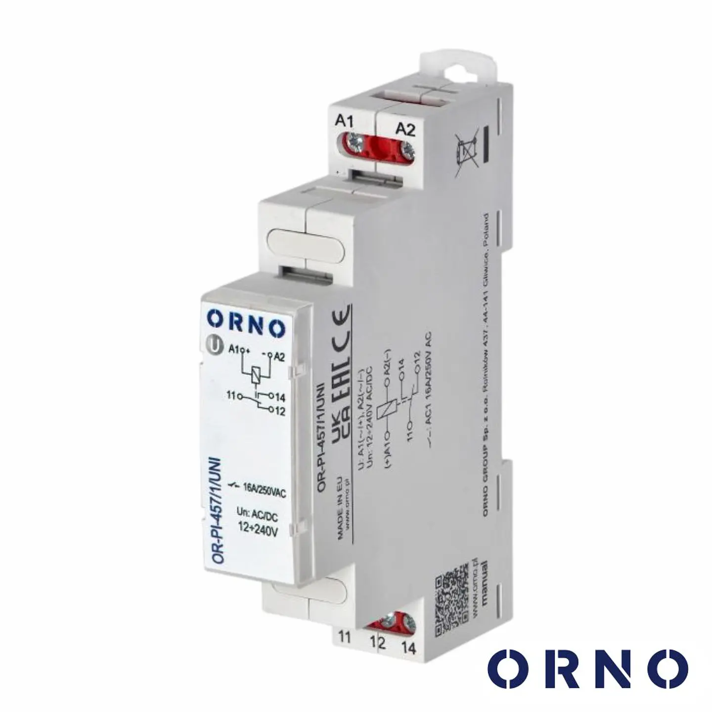 Relé Temporizador 1P 12-230Vac 16A P/ Calha DIN ORNO 1