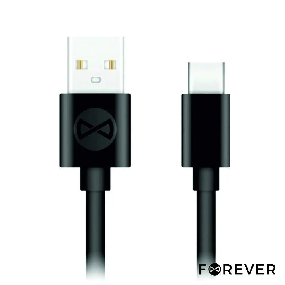 Cabo USB-A 2.0 3A Macho / USB-C Preto 1m FOREVER 1