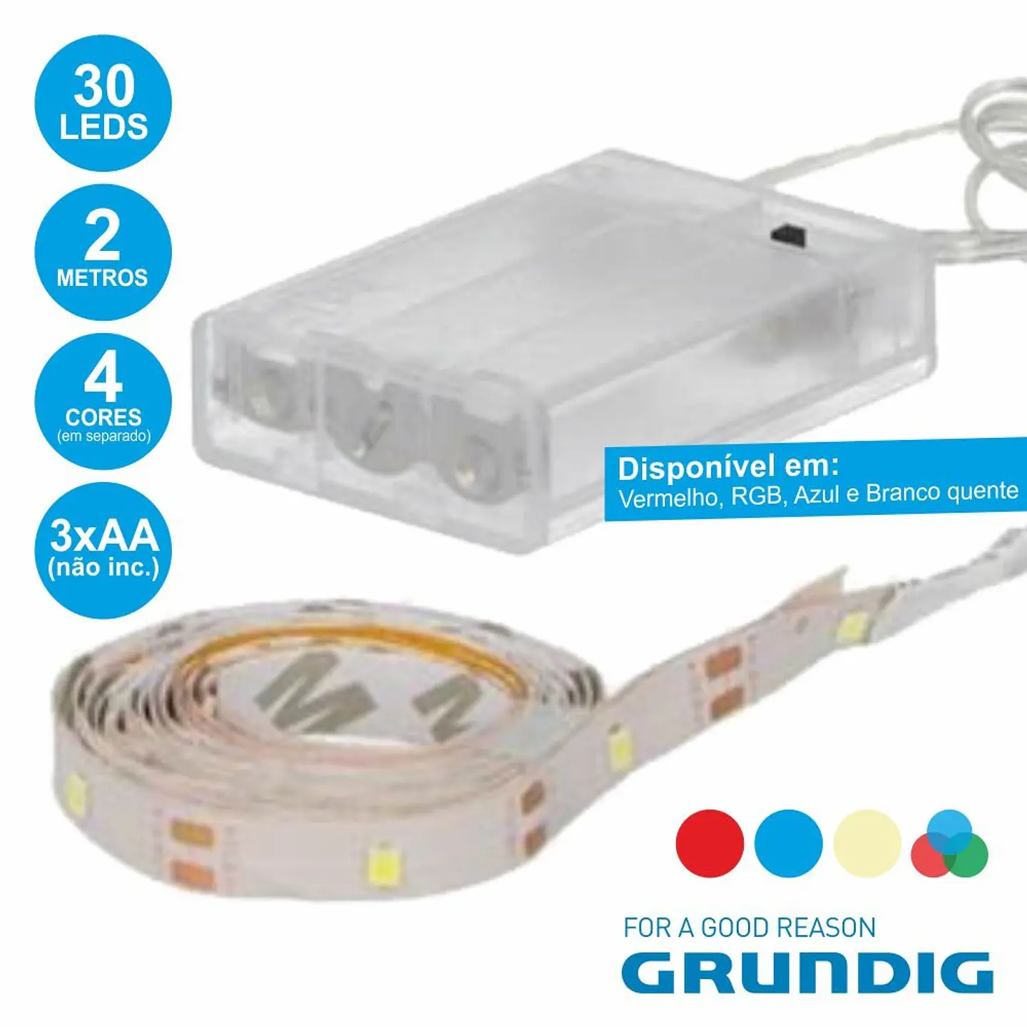 FITA 60 LEDS C/ 2M MULTICORES IP20 GRUNDIG 1