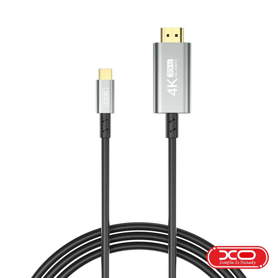 Cabo HDMI Macho / USB-C Macho 4K 1.8m Preto XO 1
