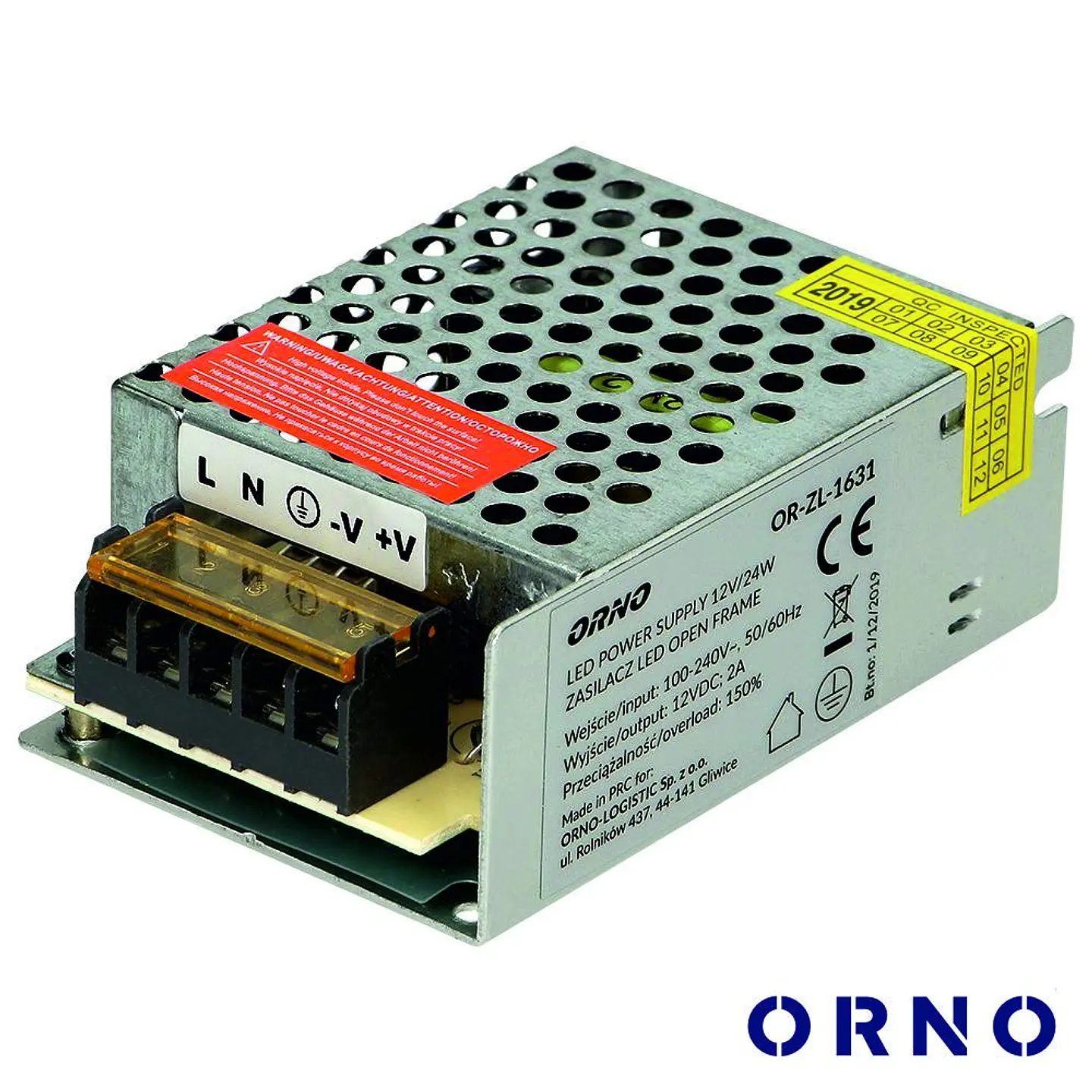Fonte De Alimentação Industrial 12V 25W 2A ORNO 1