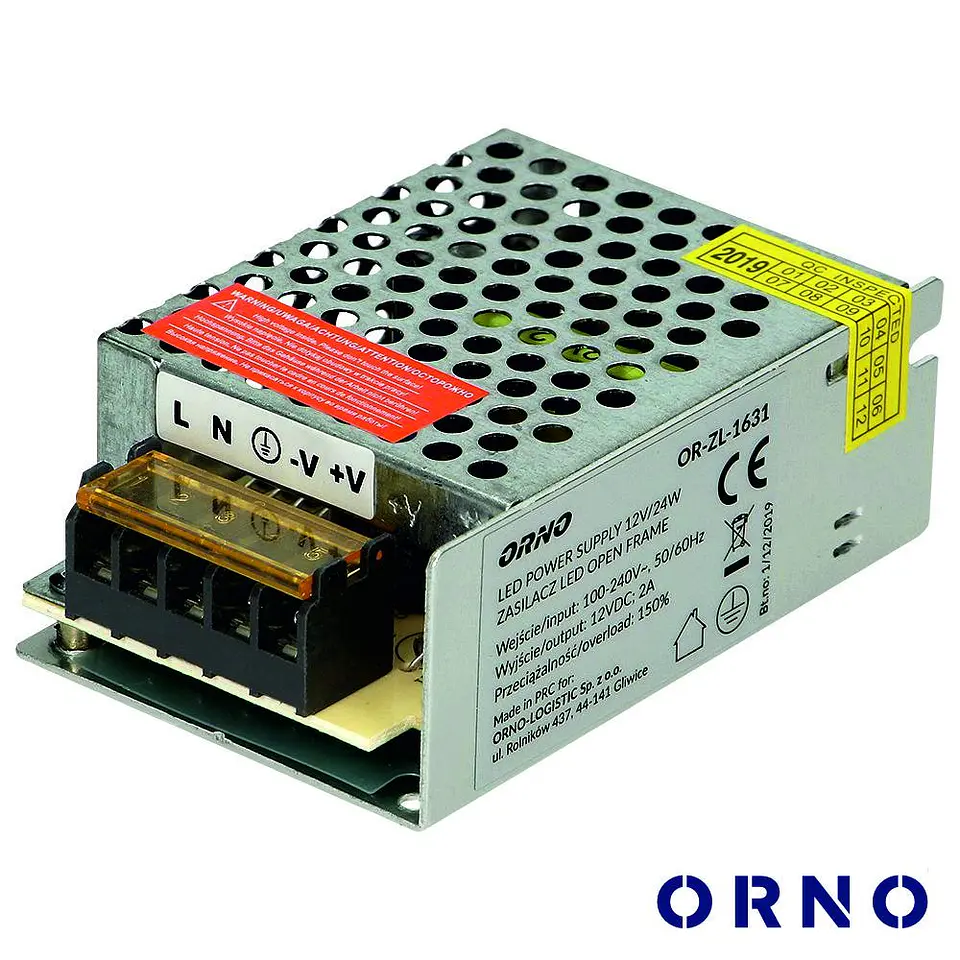 Fonte De Alimentação Industrial 12V 25W 2A ORNO 1