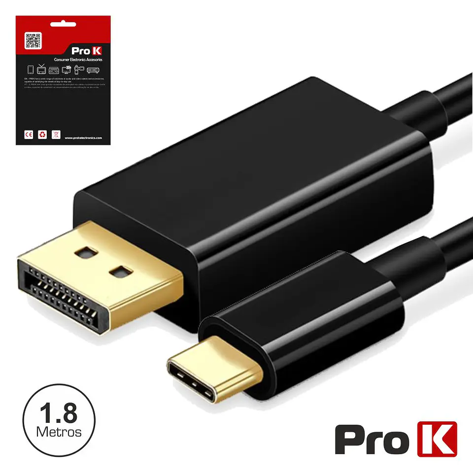 CABO USB-C 3.1 MACHO / DISPLAYPORT MACHO 1.8M 4K/60HZ PROK 1