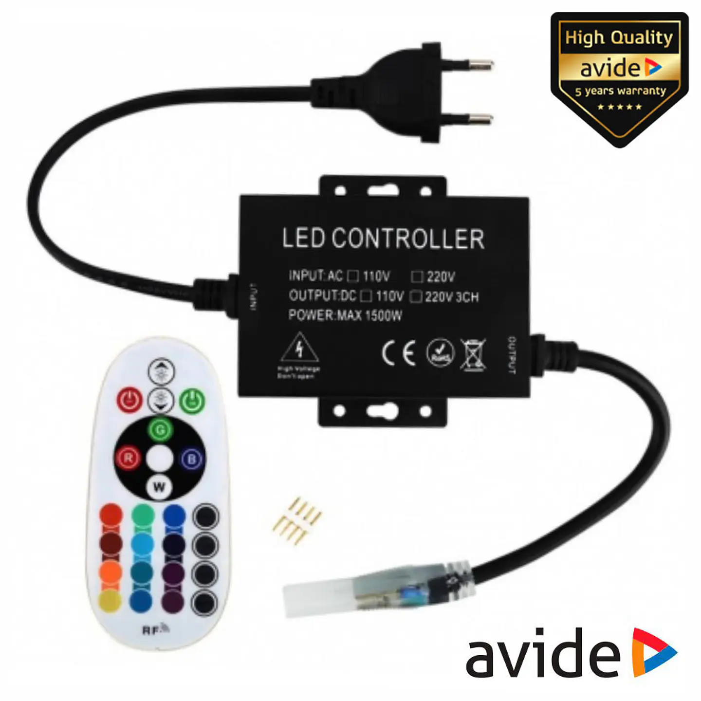 Controlador P/ Fita LEDS RGB 220V C/ Comando AVIDE 1