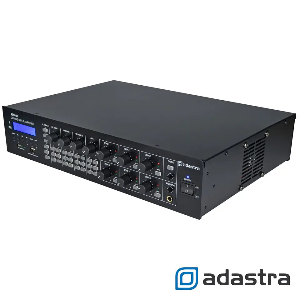 Amplificador 100V 6 Zonas 6x40W USB/SD/FM/BT ADASTRA 1