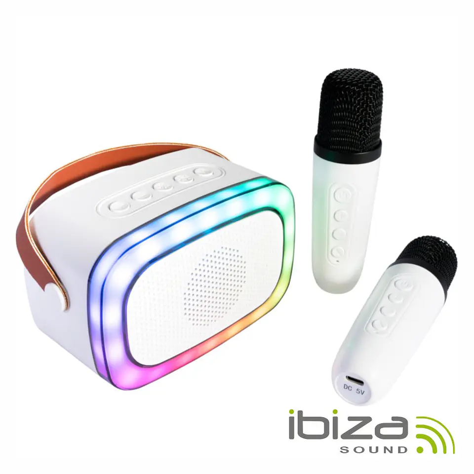 Coluna Bluetooth Portátil C/ 2x Micros AUX/USB/SD/BT IBIZA 1