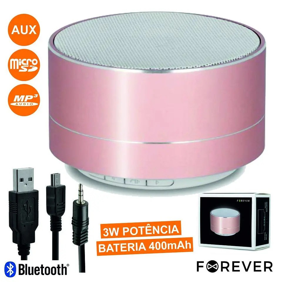 COLUNA BLUETOOTH PORTÁTIL 3W USB/MICROSD/FM/BAT RUBY 1
