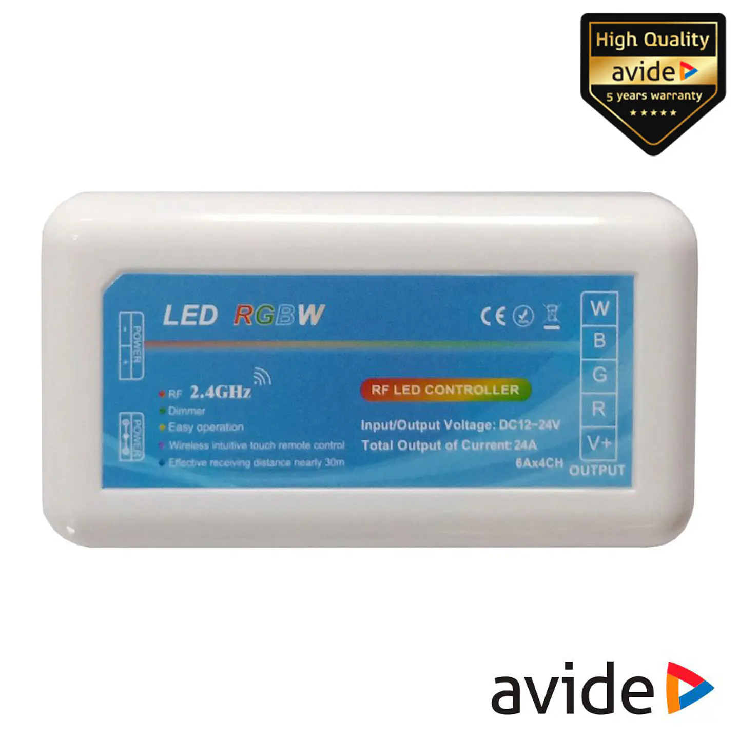 Controlador P/ Fita LEDS RGBW 12V/24V 24A AVIDE 1
