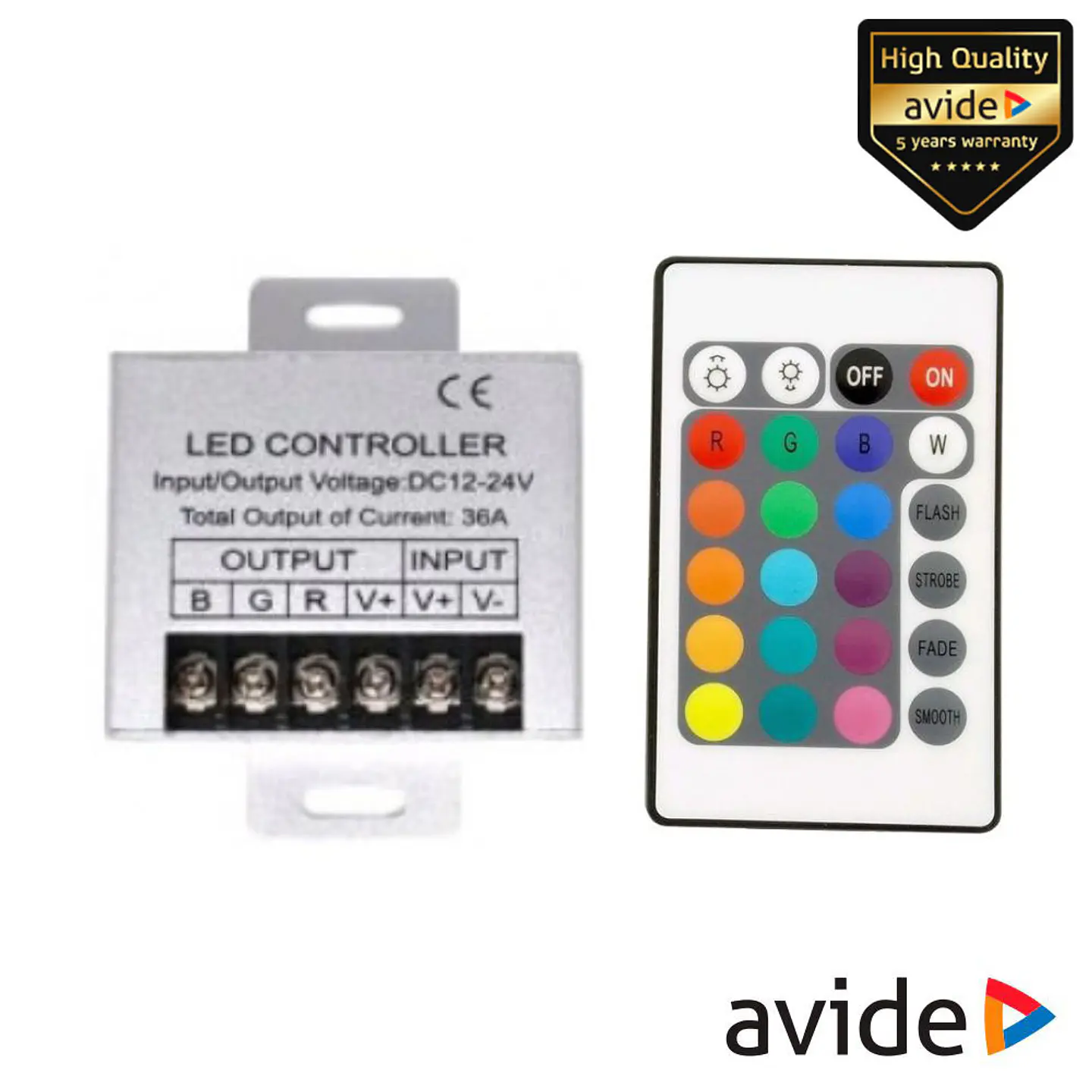 Controlador P/ Fita LEDS RGB 12V C/ Comando RF AVIDE 1