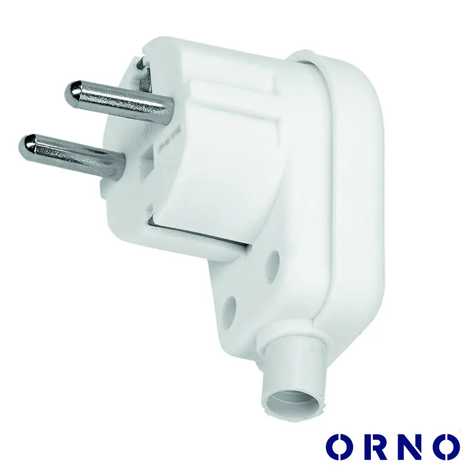 Ficha Schuko Ângular 90º Macho 16A Branca ORNO 1