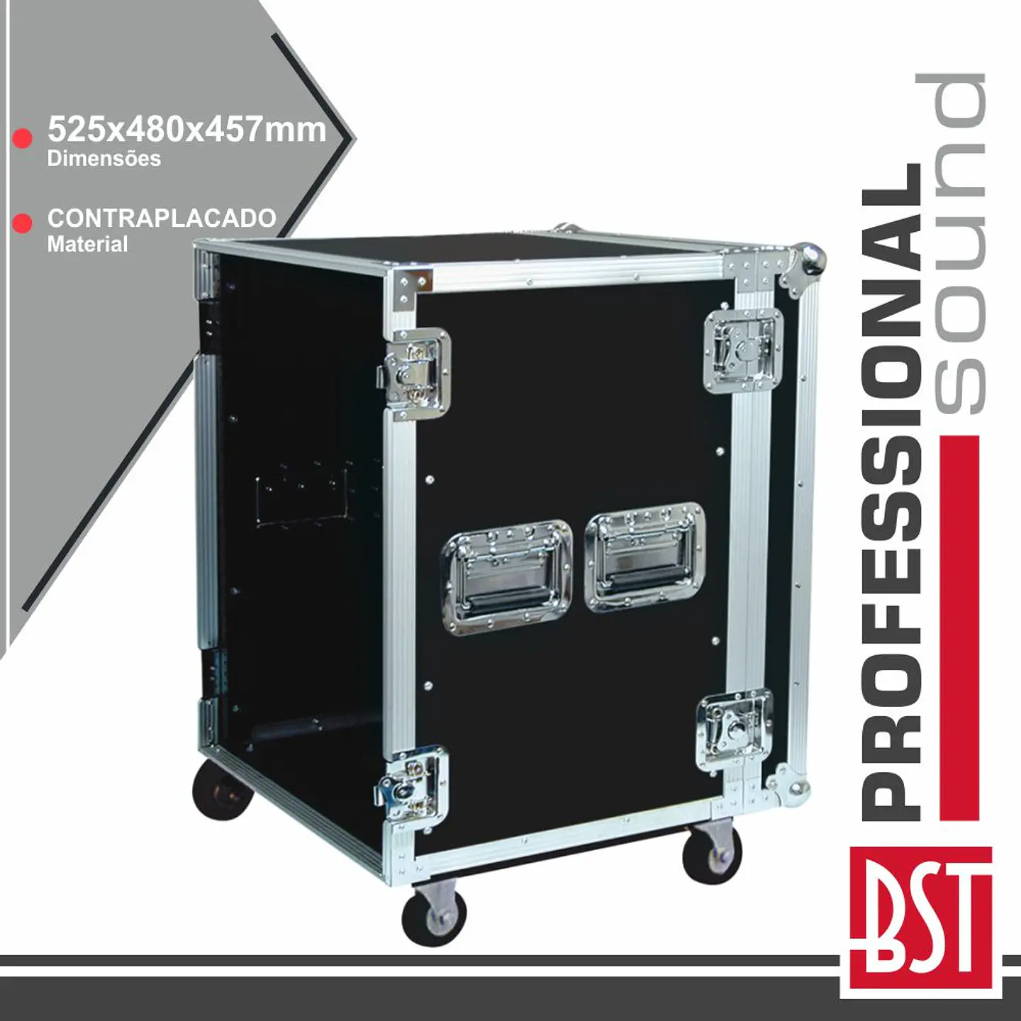 MALA P/ EQUIPAMENTOS DJ 10U C/ RODAS BST 1