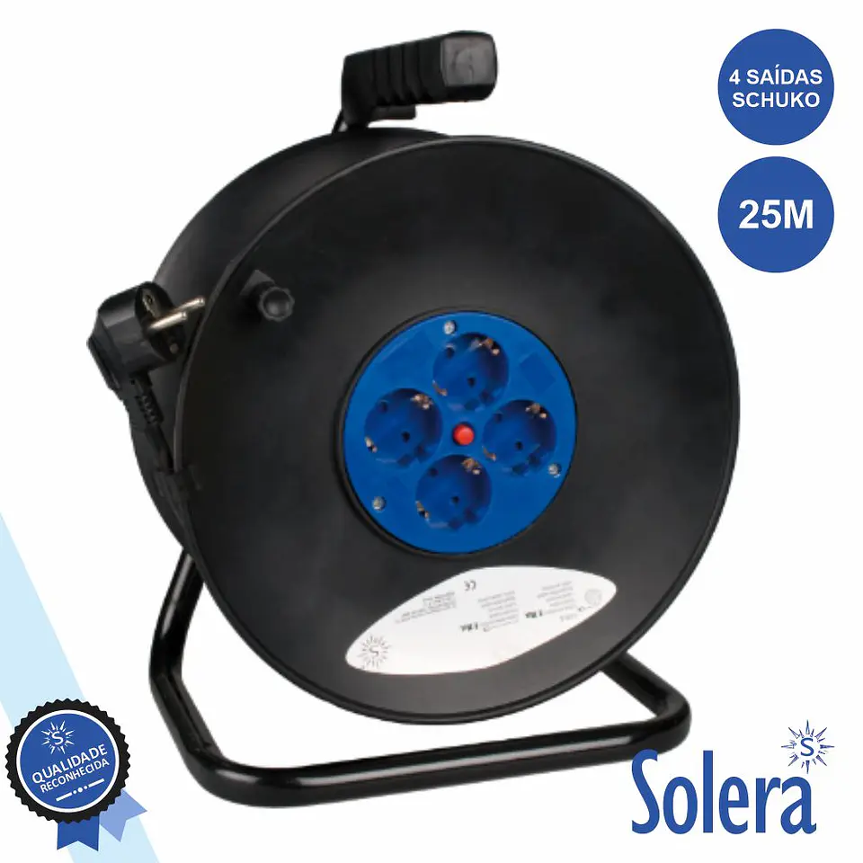Extensão Elétrica C/ Enrolador 4x Schuko 25m SOLERA 1