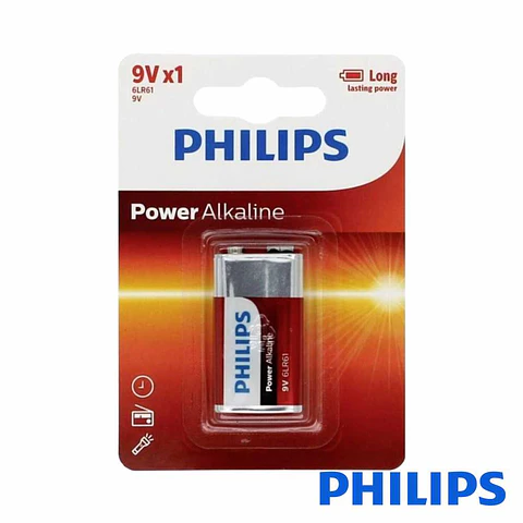 Pilha Alcalina 6LR61 9V 1x Power Life PHILIPS