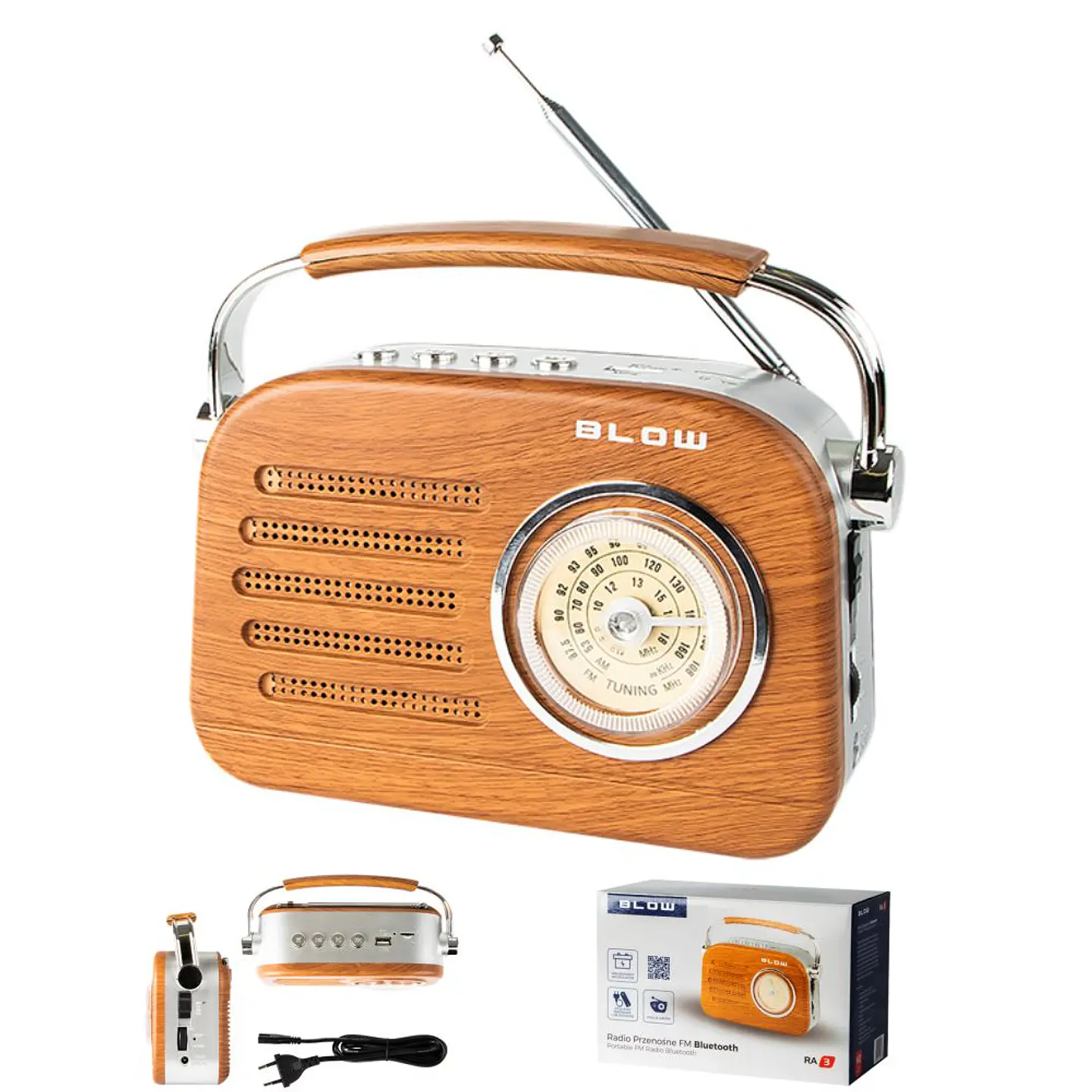 Rádio Bluetooth AM/FM Vintage USB/SD 1