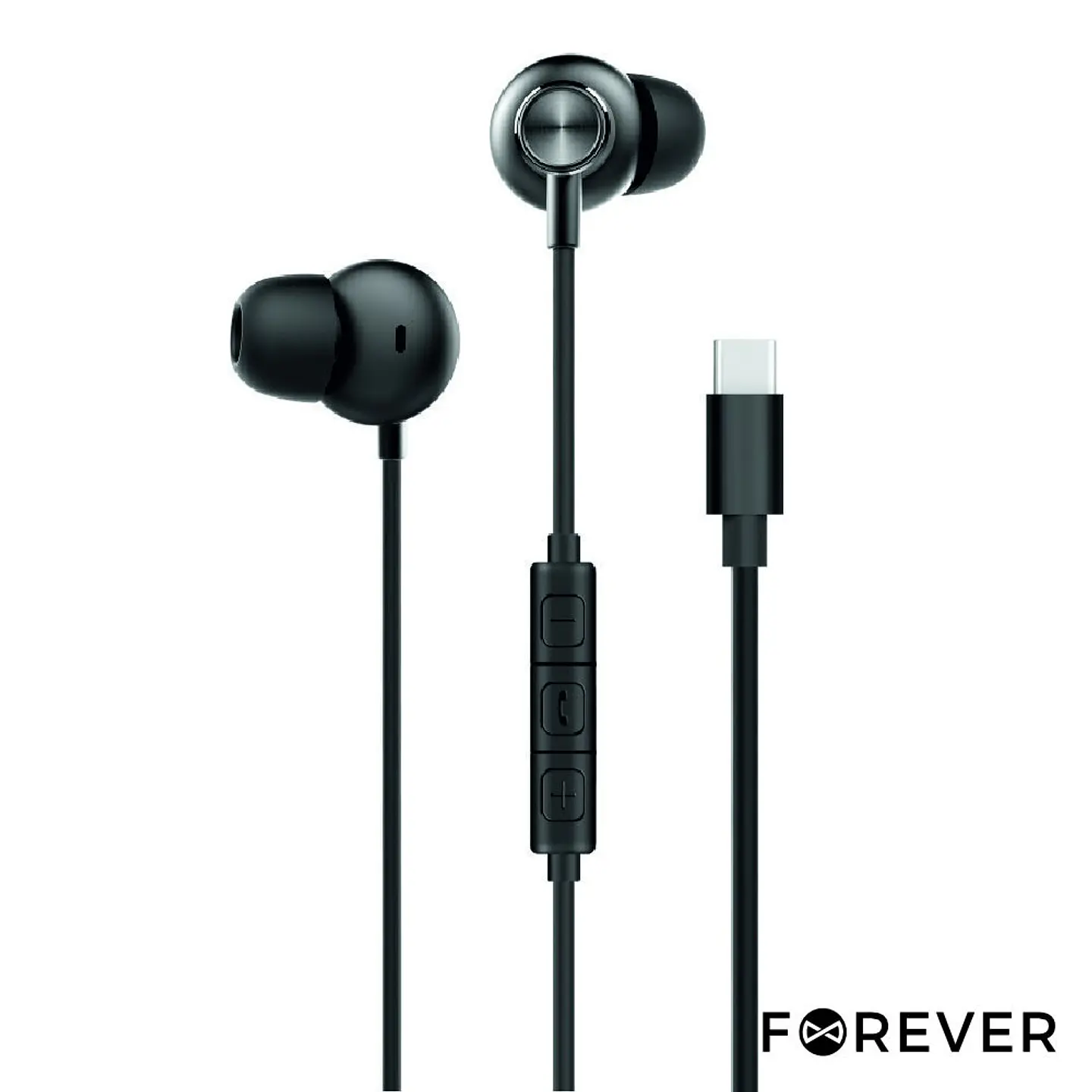 AUSCULTADORES STEREO PRETOS C/CONTROLO VOLUME MIC FOREVER 1
