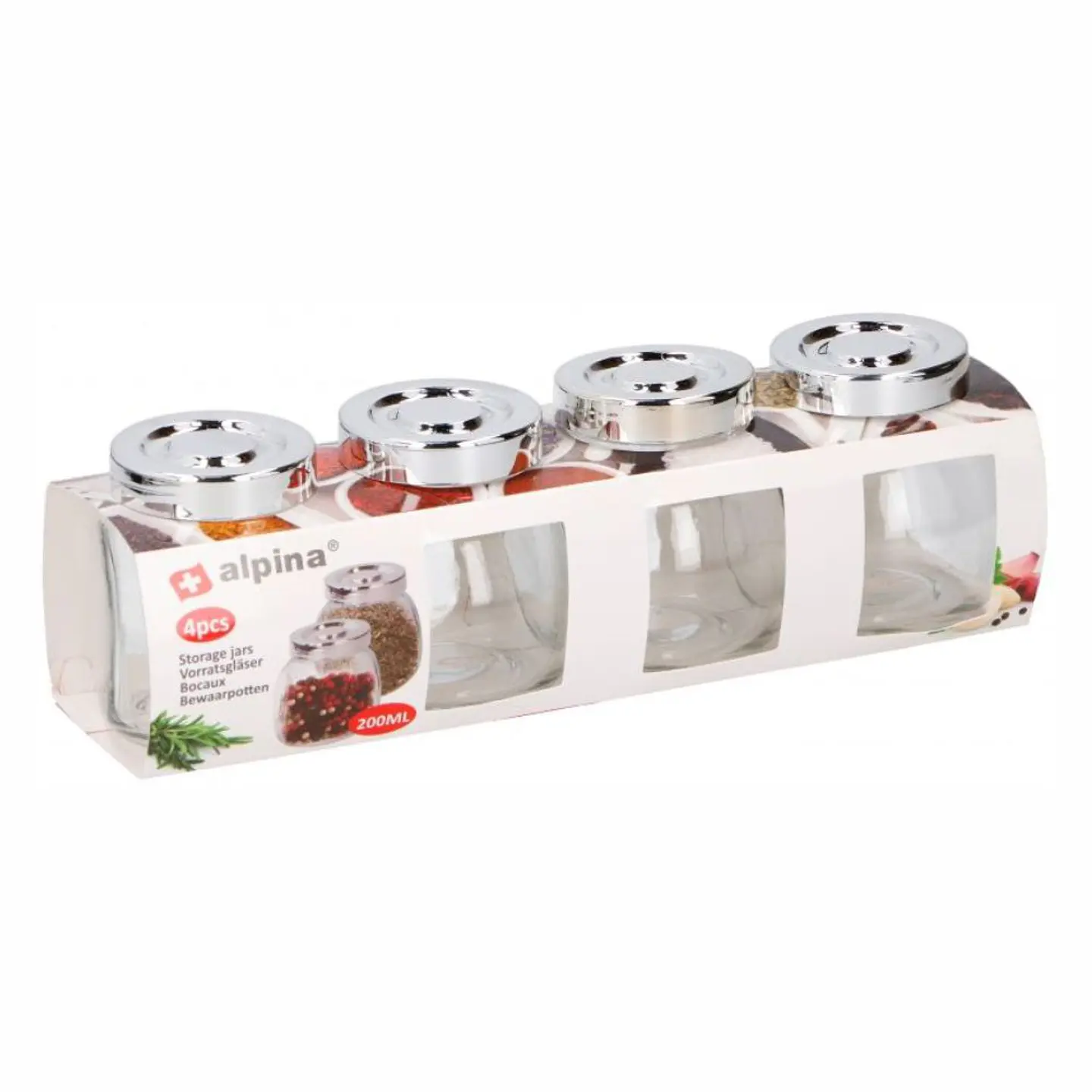 CONJUNTO 4 FRASCOS VIDRO 200ML 1