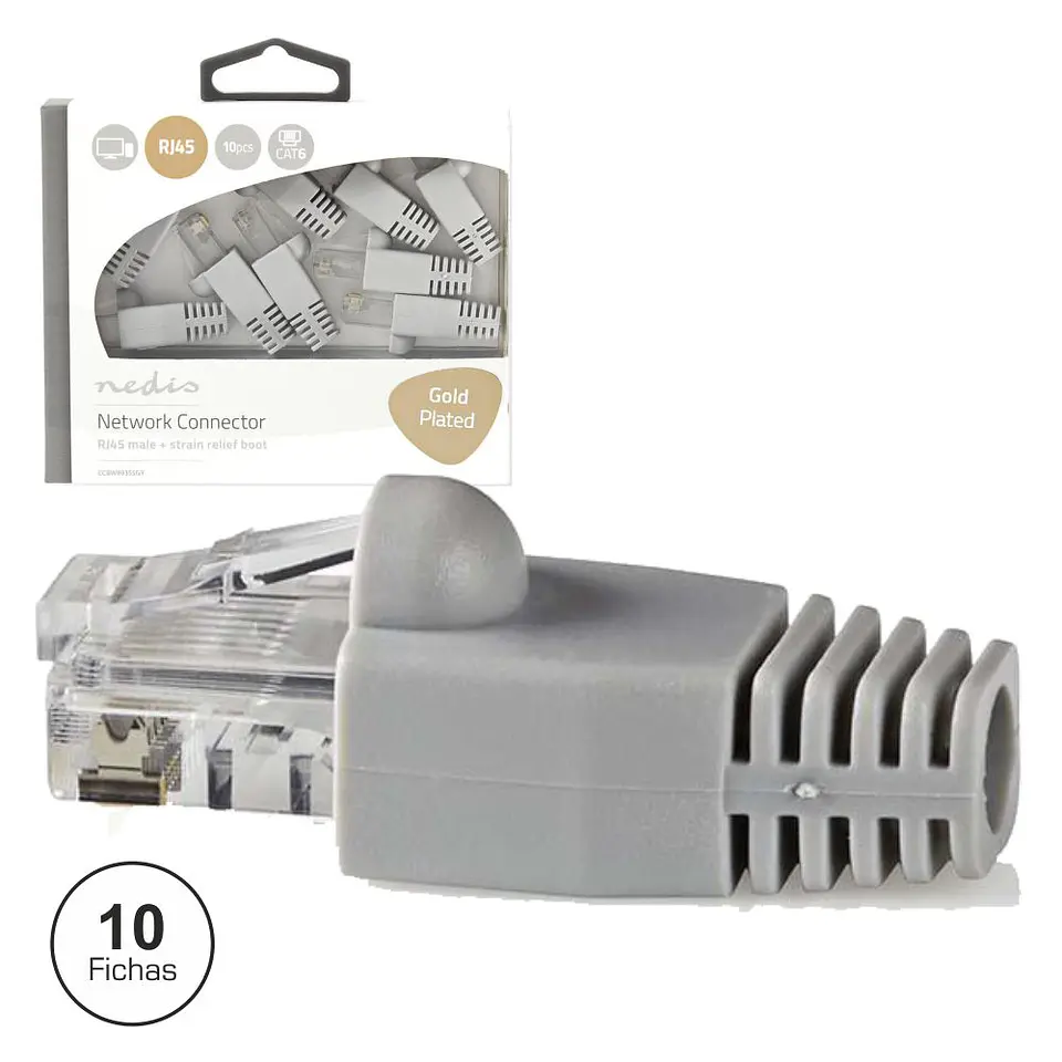 FICHA RJ45 MODULAR CAT6 8P8C C/ CAPA 10X 1