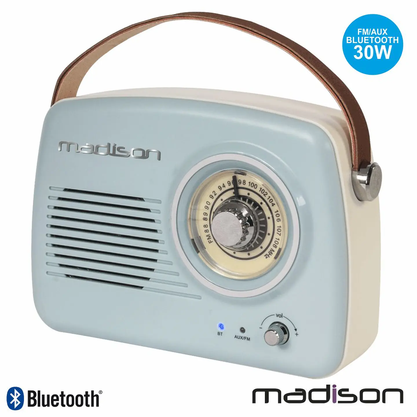 RÁDIO FM/AUX//BT/MP3 BAT EXTRA BASS VINTAGE 30W MADISON 1
