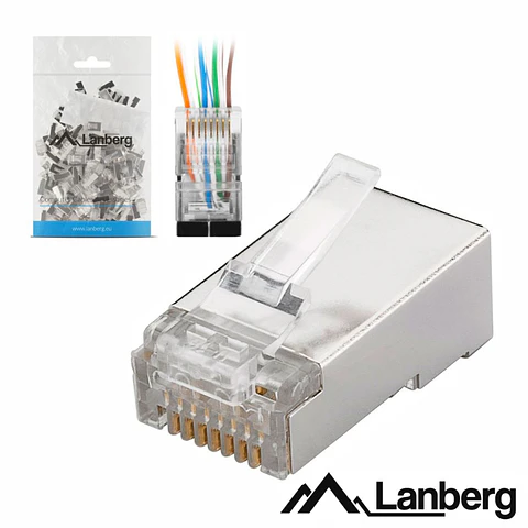 Ficha RJ45 Modular 8p8c CAT6 Passante 100PCS LANBERG