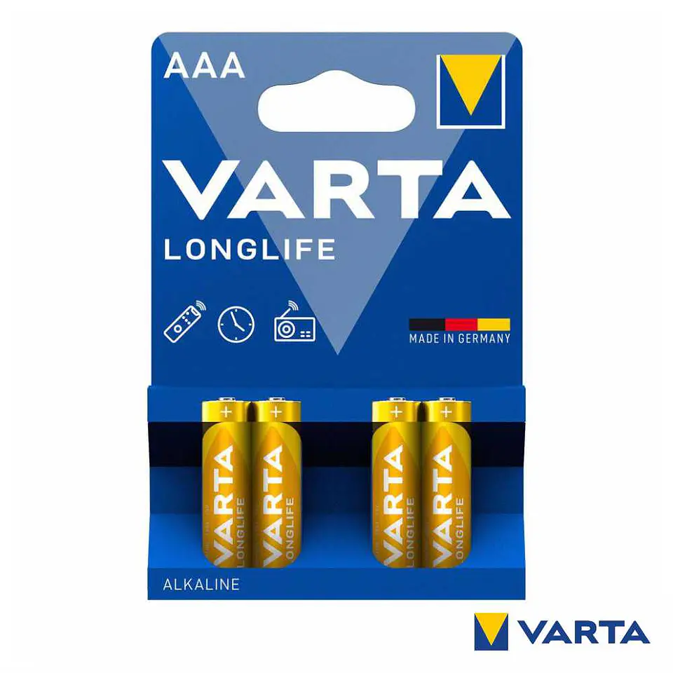 Pilha Alcalina LR03/AAA 1.5V 4x Longlife VARTA 1