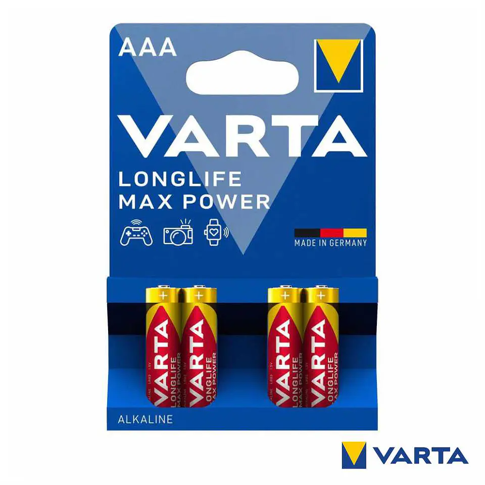 Pilha Alcalina LR03/AAA 1.5V 4x Longlife Max Power VARTA 1
