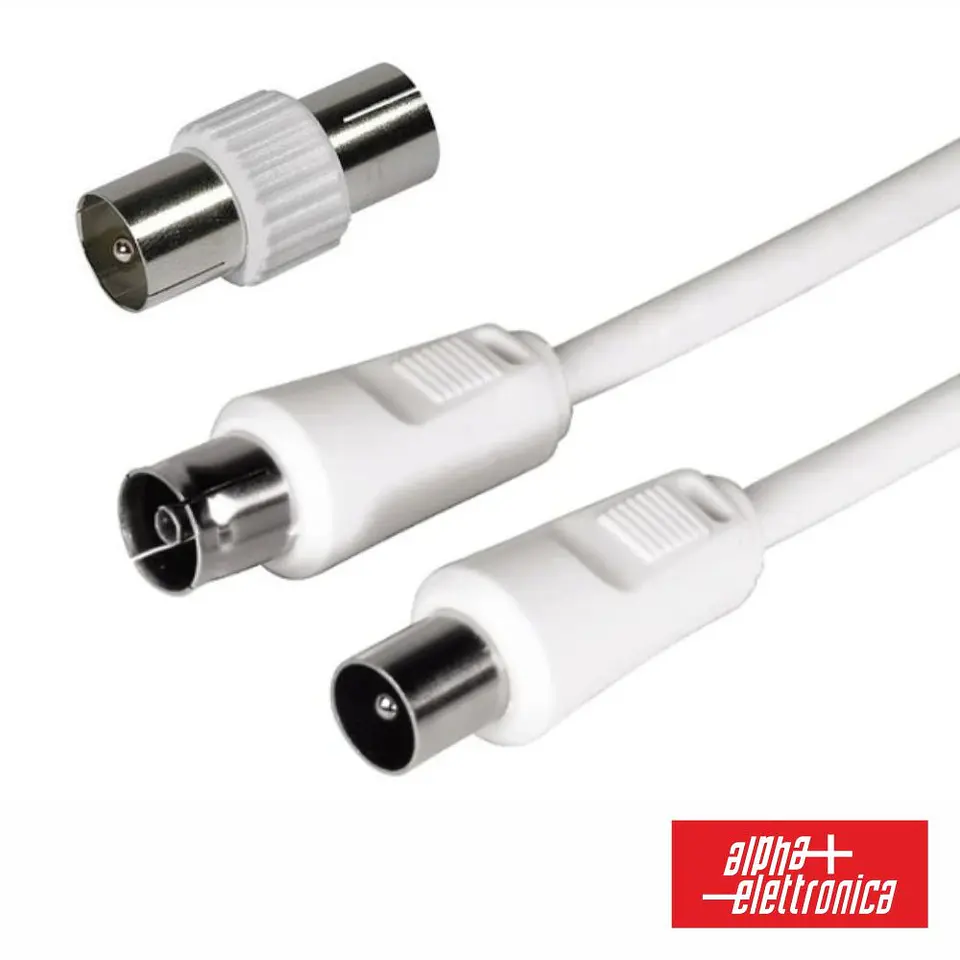 Cabo Coaxial Macho/Fêmea + Adaptador Branco 5m ALPHA 1