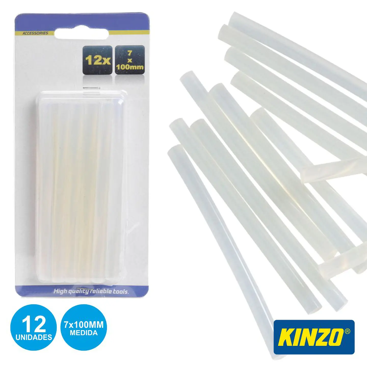 CONJUNTO DE 12 BARRAS DE COLA QUENTE 7MM TRANSPARENTES 1