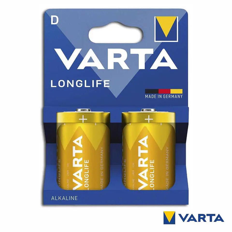 Pilha Alcalina LR20/D 1.5v 2x  Longlife VARTA 1