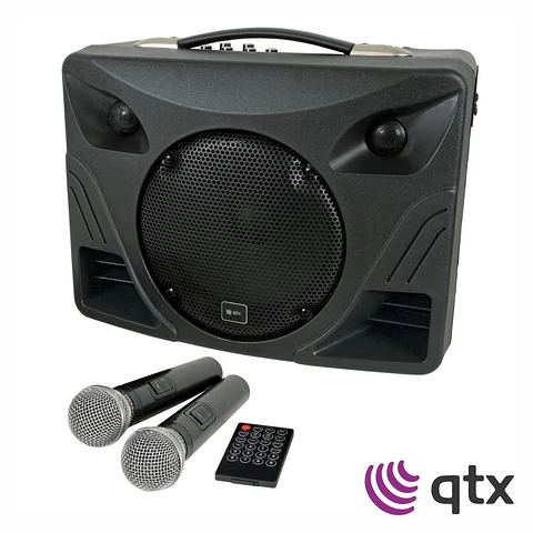 Coluna Portátil Amplificada 8" 50W USB/BT/SD/BAT Preta QTX