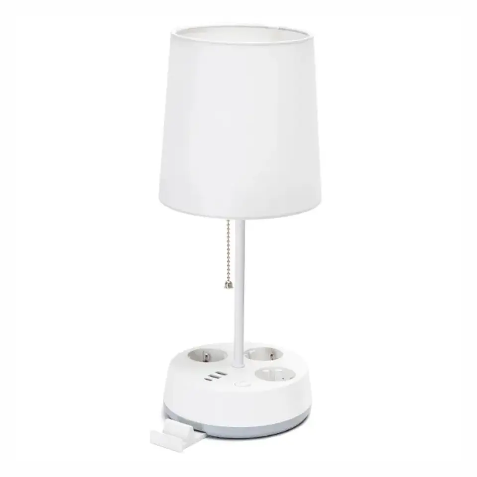 Candeeiro Mesa E27 60W C/ 3x Schuko/3x USB/Suporte Telemóvel 1
