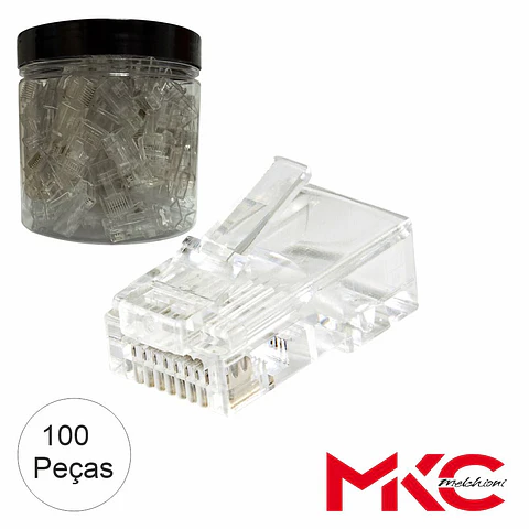Ficha RJ45 Modular 8p8c CAT6 Passantes UTP 100x MKC