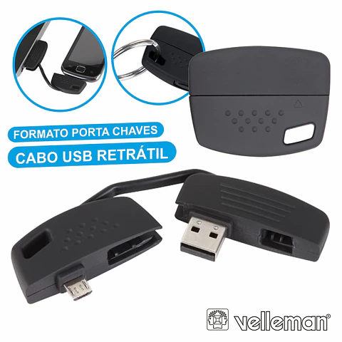 CABO USB-A 2.0 MACHO / MICRO USB-B PORTA CHAVES VELLEMAN