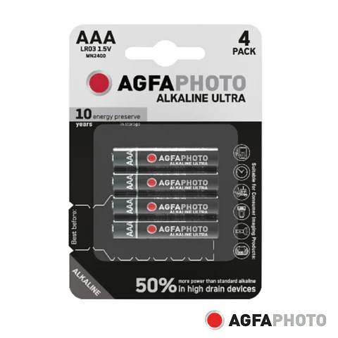 Pilha Alcalina LR03/AAA 1.5V 4x Blister ULTRA AGFAPHOTO