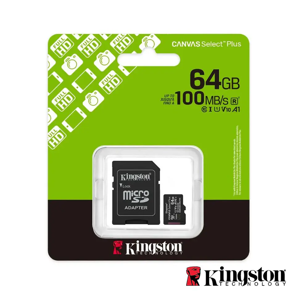 Cartão Memória microSDXC 64GB 100MB/s A1 KINGSTON 1