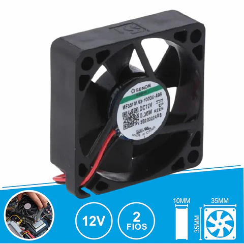 Ventoinha 12VDC 35x35x10mm 2 Fios MF35101V3-1000U-A99 SUNON