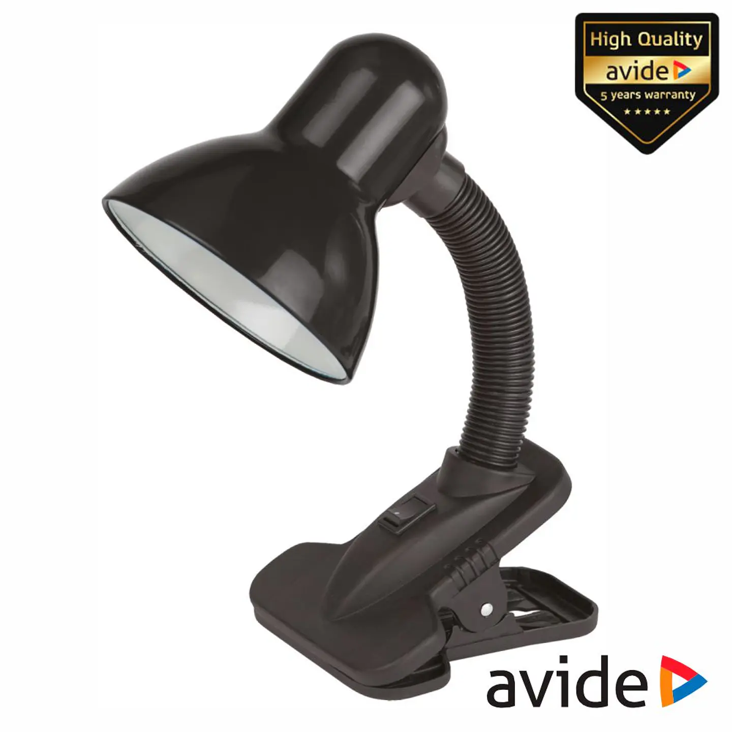 Candeeiro Secretária 1xE27 60W C/ Mola Preto AVIDE 1