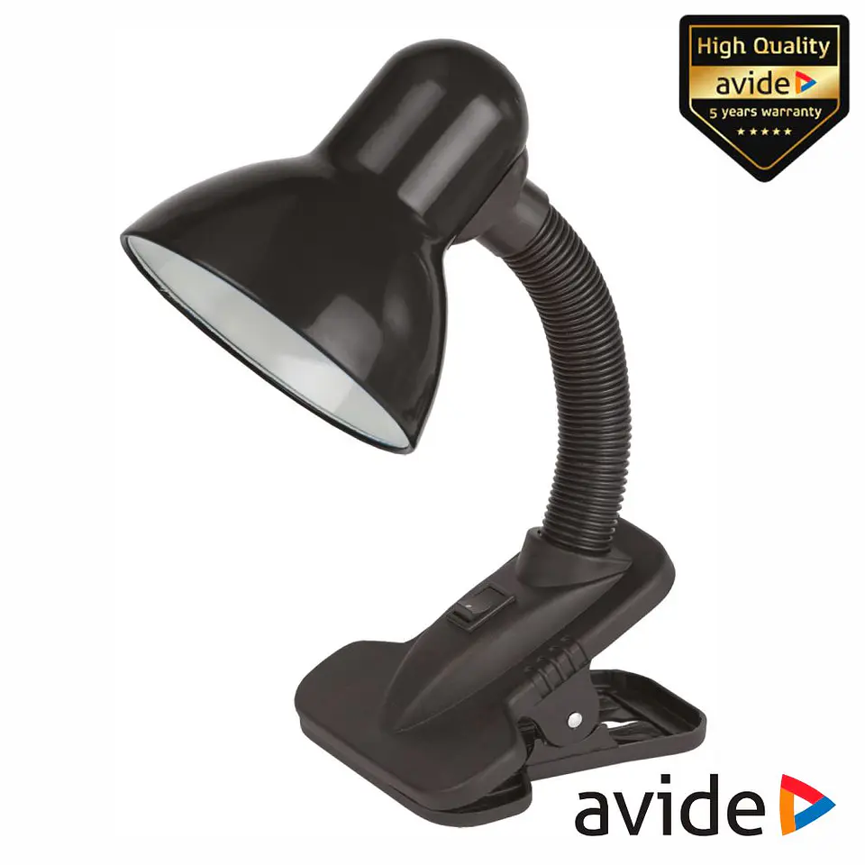 Candeeiro Secretária 1xE27 60W C/ Mola Preto AVIDE 1