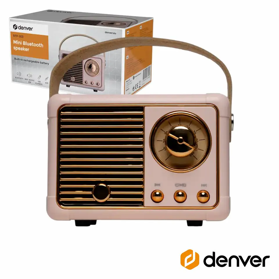 Coluna Bluetooth 30W Bluetooth 5.0 Rosa DENVER 1