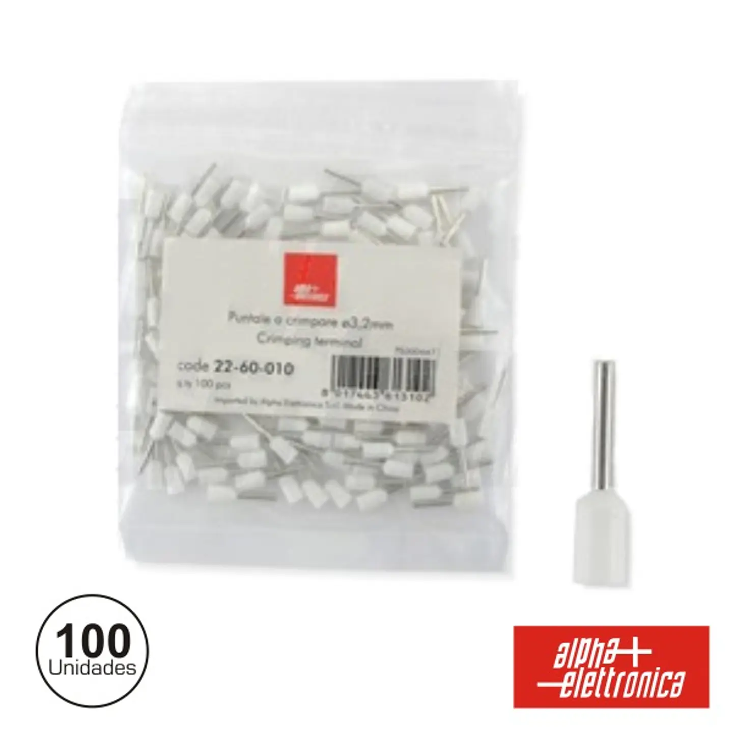 TERMINAL PONTEIRA ISOLADO 3.2MM 100X BRANCO 1