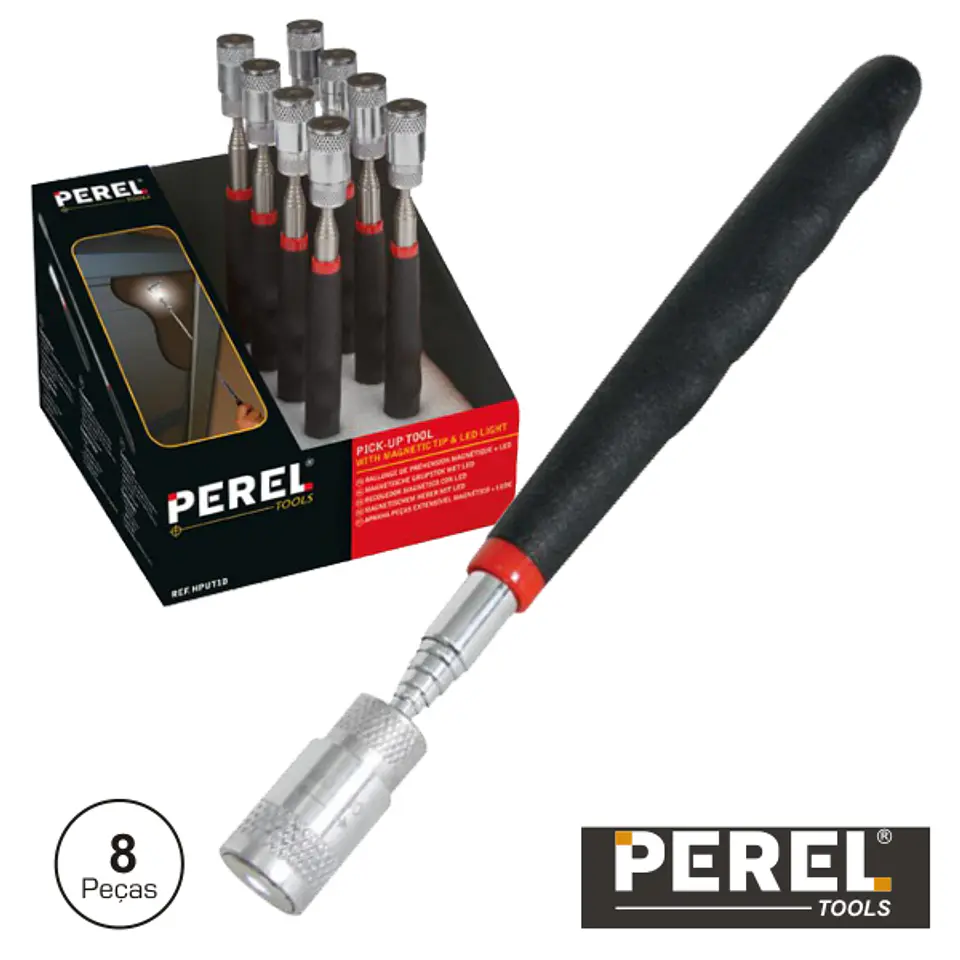 EXPOSITOR C/VARAS EXTENSIVEIS MAGNÉTICOS C/ LED 8X PEREL 1